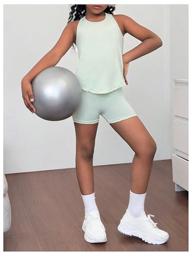Image of BEAUDRM Girl's 2 Piece Workout Outfits Crop Top and Shorts Athletic Sets | Activewear Sets,Dance Sets,Tumbling Outfits,Hip Hop Dance Outfits,Cheer Practice Outfits for Girls