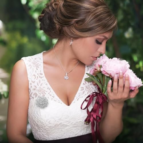 Image of Rhinestone Brooch for Women Silver Brooch Pin for Women Sparkle Crystal Rhinestone Pins Flower Brooch Pin Dainty Jewelry Pins for DIY Bridal Wedding Bouquet