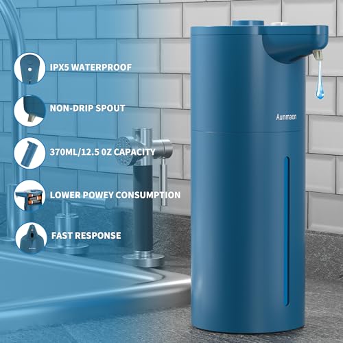 Image of Automatic Soap Dispenser Touchless, Hands-Free, Multi Adjustable Volume, Long Battery Life, Compatible with Thick & Thin Dish /Hand Soap for Bathroom and Kitchen, Easy for Toddlers, Blue