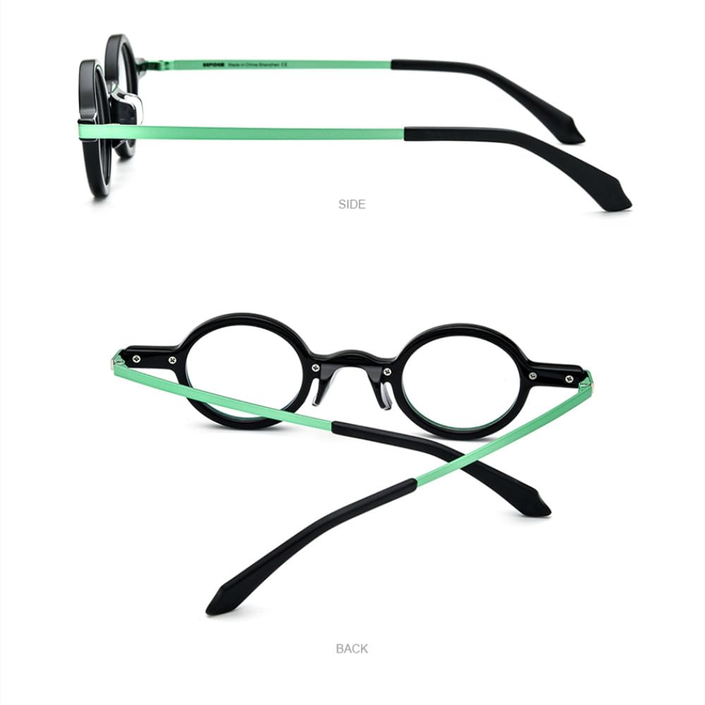 MUTYNE Montura de gafas de acetato para hombre, anteojos redondos pequeños Retro Vintage, gafas para mujer