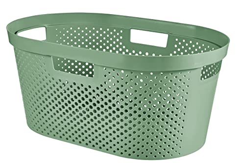Curver Infinity Dots 100% Recycled Rectangular Laundry Basket 40 Litres – Green