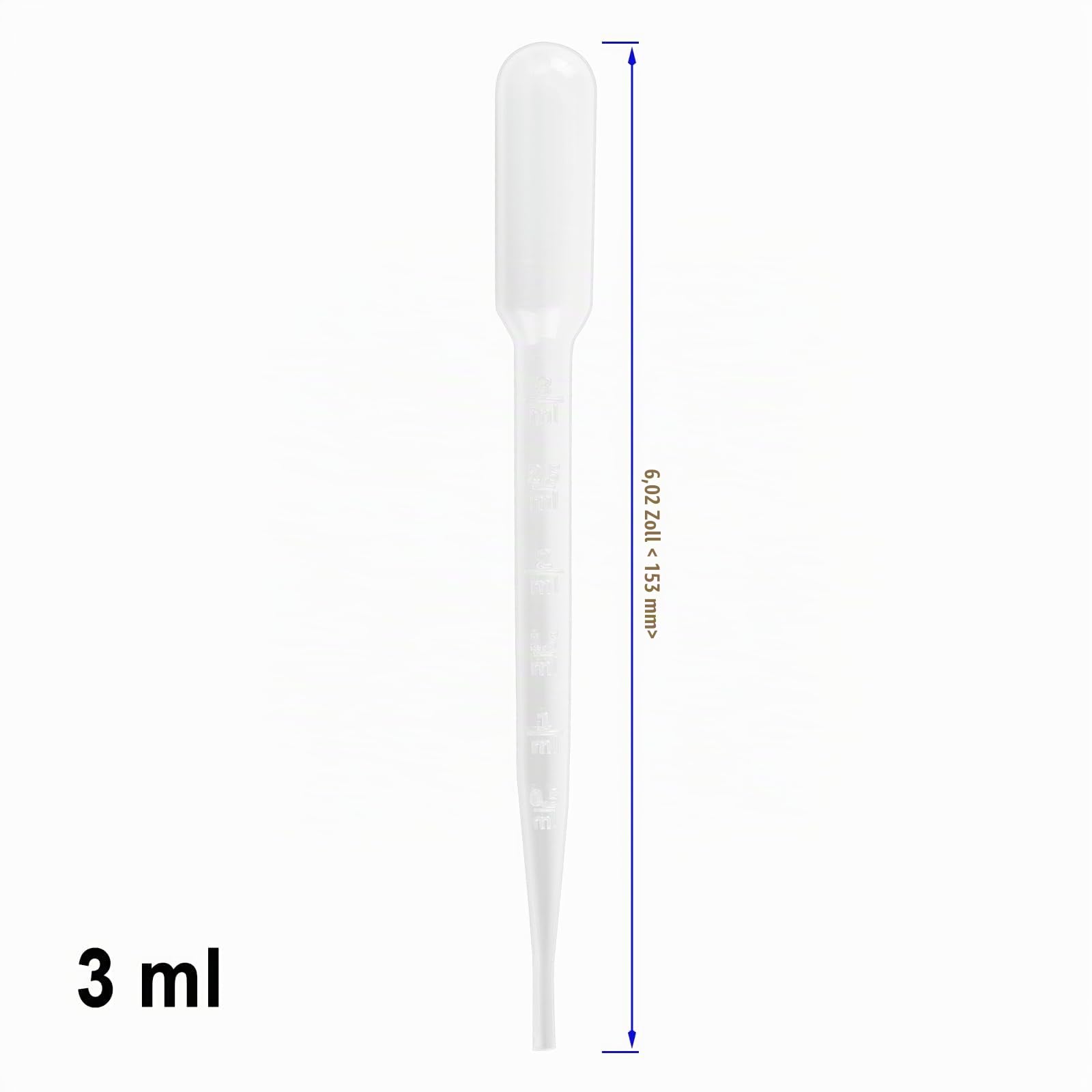 500 Stück Pipette, 3 ml Transferpipetten | Kunststoff Pipetten Messpipetten mit Abgestufter Markierung, Dropper Messpipetten für Labor Industrie Handwerk