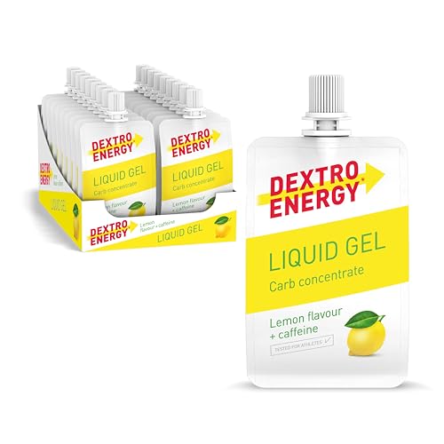 Dextro Energy Liquid Gel Lemon + Caffeine - 18x60ml (18er Pack) - High Carb Energy Gel zur schnellen Kohlenhydrate Versorgung und Koffein Zusatz