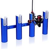 Marinebaby Fishing Rod Holder (Holds 4 Rods) Aluminum, 4 Link Tube Aluminum 4 Rod Rack, Suit Boats & Yacht （Blue）