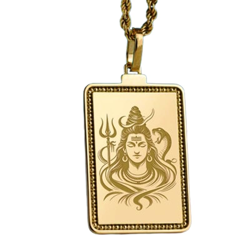 Pendentif Shiva gravé en argent 925 doré | Cadeau fait main mixte