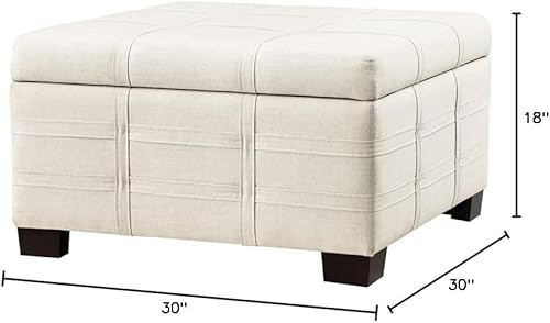 Miniatura 12 de OSP Home Furnishings - Otomana cuadrada de almacenamiento con bandeja deslizante y tapa con bisagras, tela de lino lino tela,Tela Azure,carbón,