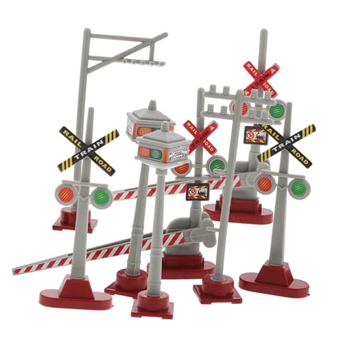 DOITOOL Miniature Railroad Traffic Sign DIY Train Station Scene Accessory Signal Lights Light Poles