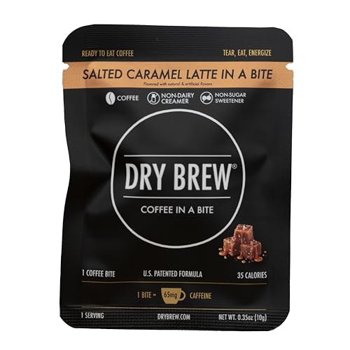 Dry Brew Salted Caramel Coffee in a Bite Chewy Ready to Eat 65mg Caffeine each Non-dairy Creamer - 15 Bites (Salted Caramel)