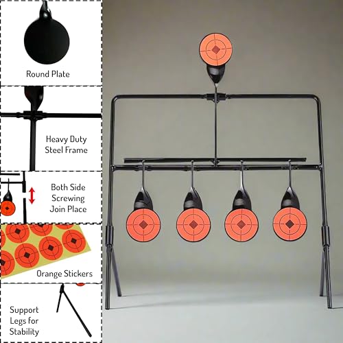 Image of ARSUK Self-Resetting Air Rifle Shooting Target, Heavy-Duty Metal Frame for Airsoft Rimfire Pellet BB Gun Target, Compatible with .177 & .22 Caliber Pellets