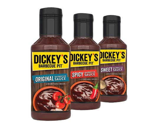 Dickey's Barbecue Sauce Variety Bundle Original, Spicy, Sweet Texas BBQ  sauce for steak, beef, chicken, pork, cookouts, family gatherings and