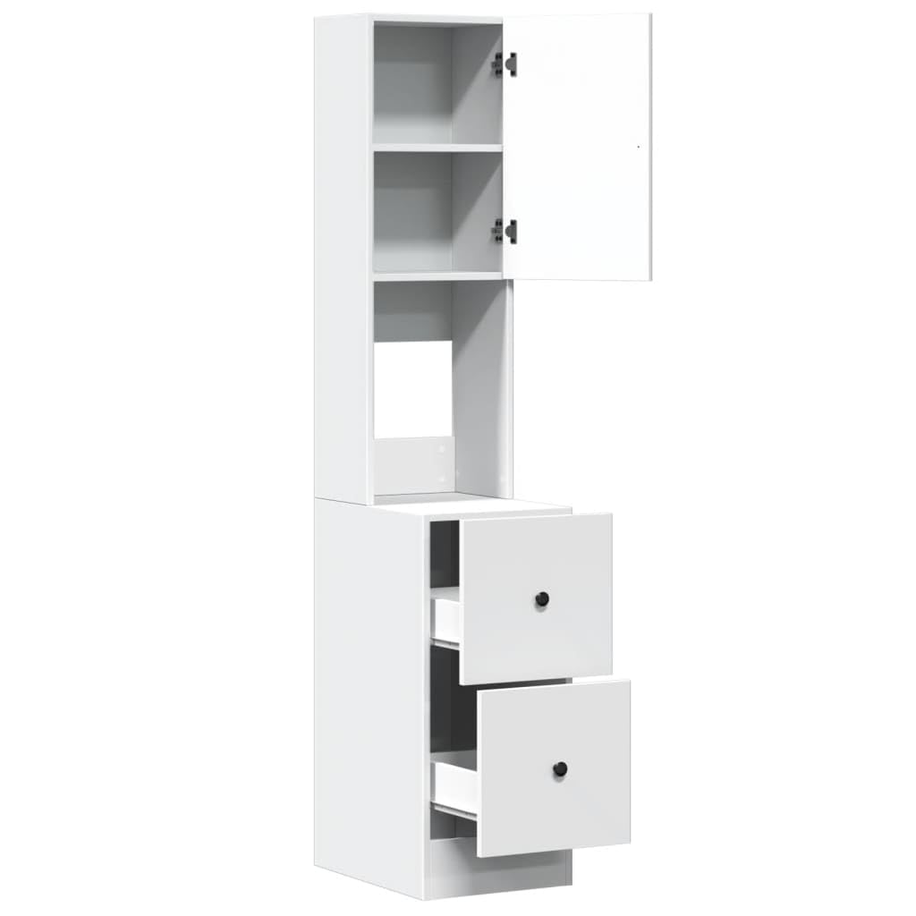 vidaXL Armoire de Cuisine Blanc 35x50x180 cm Bois d'ingénierie, Placard de Cuisine, unité de cuisinette, Armoire de Rangement avec tiroir