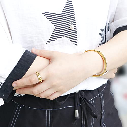 JINHUI Rings for Women, 18K Gold Plated Rivets Thick Women’s Stacking Rings for Wedding Anniversary, Statement, Friendship Classic2