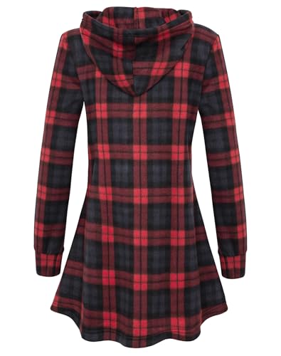 Image of Miusey Womens Zip Up Long Hoodie Jacket Lightweight Tunic Sweatshirt Open Front Cardigan