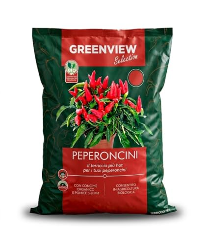 BERARDI Greenview Selection Terriccio per Peperoncini, con Concime Organico e Pomice 3-8 mm, Consentito in Agricoltura Biologica LT 5