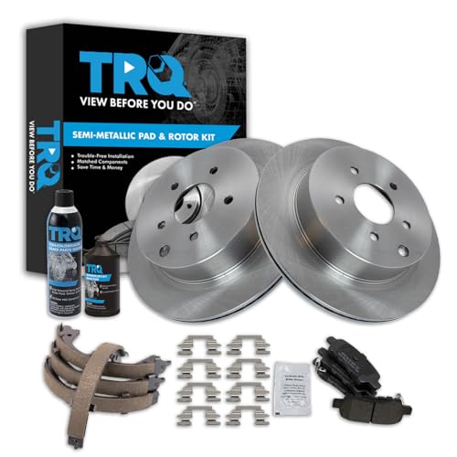 Image of TRQ Rear Brake Pad & Rotor Kit Semi-Metallic Compatible with 2006-2008 INFINITI FX35 FX45 2018-2019 Q50 Q60 2003-2007 Nissan Murano 2004-2007 Quest