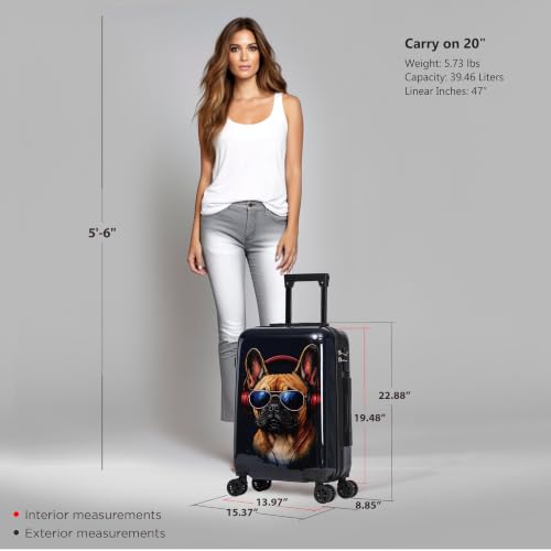 Image of InUSA Dog Print 20-Inch Carry-on Hardside Spinner Luggage Durable TSA Lock