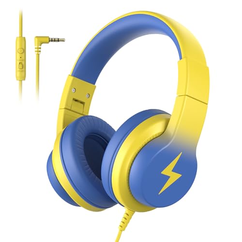 Candy Bila Auriculares con cable para niños con micrófono, color amarillo claro