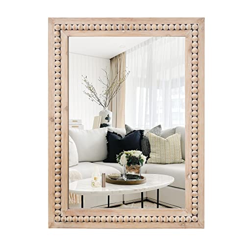 H HOMEWINS Rustic Rectangle Mirror,22x30 Wooden...