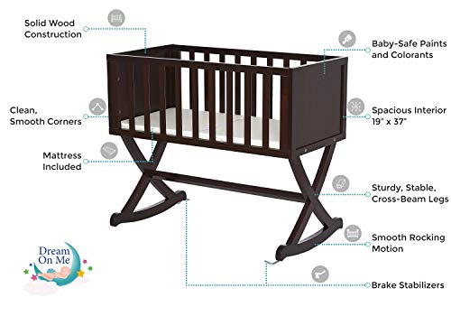 Dream On Me Luna/Haven Cradle, Espresso, 37x19x31.5 Inch (Pack of 1) 5 41p2rC2pRHL