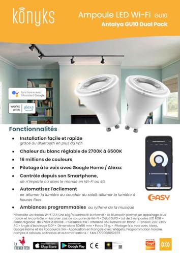 Konyks Antalya GU10 - Lampadina LED Wi-Fi +