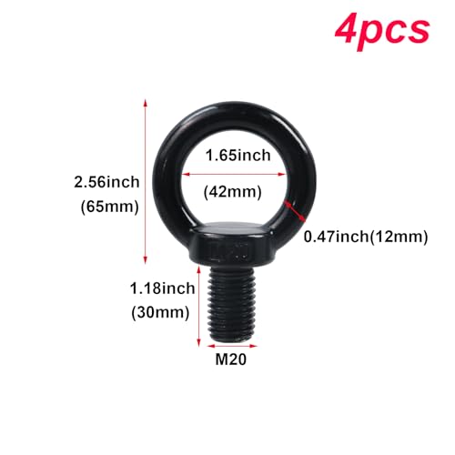 Image of Antrader M20 Lifting Eye Bolts,4Pcs Stainless Steel Machinery Shoulder Lifting Eye Bolt