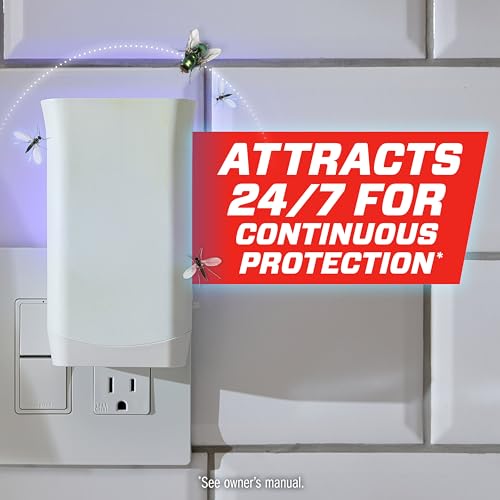 Image of Ortho Home Defense Max Indoor Flying Insect Trap - Light Sticky Trap for House Flies, Fruit Flies, and Gnats, 1 Plug-in and 4 Refills