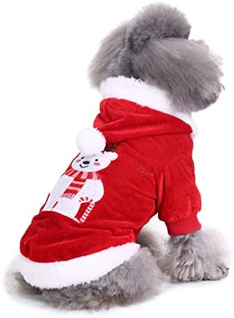 Ornaous Cute Dog Cat Christmas Hoodie, Pet Teddy Bear Cosplay Costume, Puppy Fleece Outfits Warm Clothes（M Size）