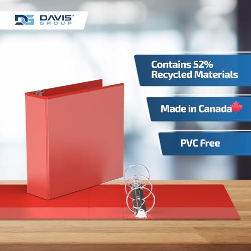 Image of Easyview 3-Ring Binder, Clear-View Cover, 3 inch Round Rings, Red, 6 Pack | Heavy-duty binder, fits 8.5 inch x 11 inch paper, customizable cover, made in Canada, ideal for school or office use
