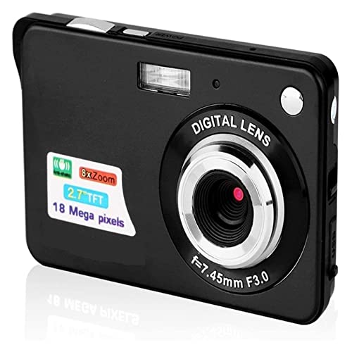 デジタルカメラ 18MP コンパクト デジタル カメラ ビンテージ写真フォト レコーダー 2.7 スクリーン ミニ自撮りカメラ 720P HD レトロ ビデオカメラ 初心者向けギフト(Black)