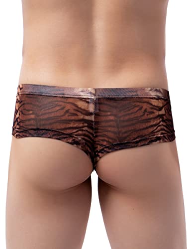iKingsky Men's Tiger Stripes Cheeky Boxer Briefs Sexy Brazilian Back Mens Underwear Mini Cheek Pouch Thong Under Panties4