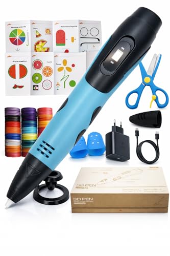 CAELLUMA Bolígrafo 3D para Niños con 12 Colores PLA · Sin Pantallas ni Apps · Ideal para Regalar · Seguro, Fácil de Usar y Creativo · Incluye Accesorios y Manual en Español (Azul Claro)