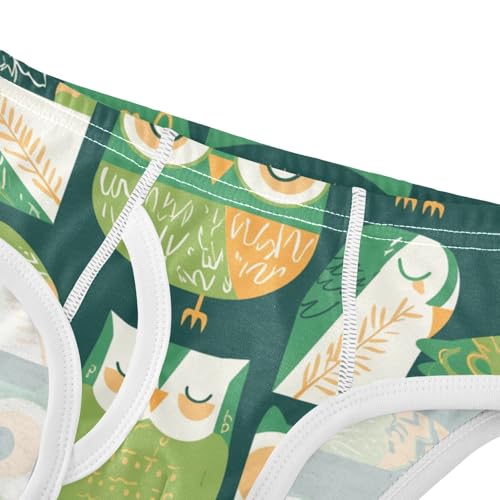 KLL Owl Cute Cartoon Forest Green Toddler Boy Pure Cotton Nighttime Underwear Breathable Undies4