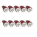 Partsam 10PCS T10 Wedge 12V Gauge Cluster LED Light Instrument Panel Gauge Cluster Speedometer Indicator Lamp Bulbs, Red