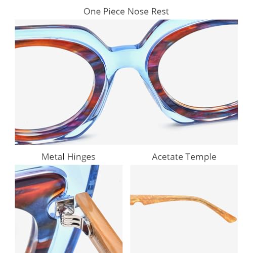 Image of HEPIDEM Gradient Multicolor Acetate Glasses Frame Women Big Oversize Eyeglasses 2023 New Spectacles Eyewear
