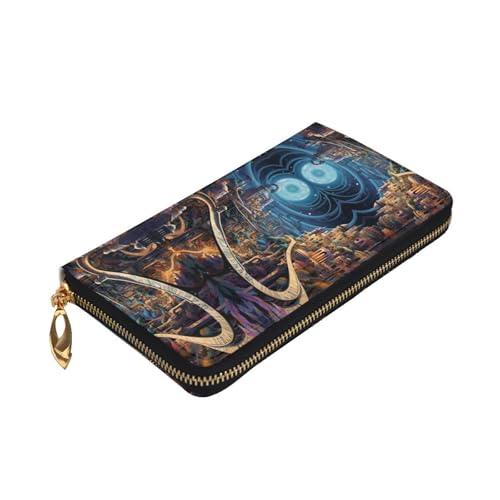 Wonderful Road printing Women's leather long handheld wallet large capacity credit card zipper bag3