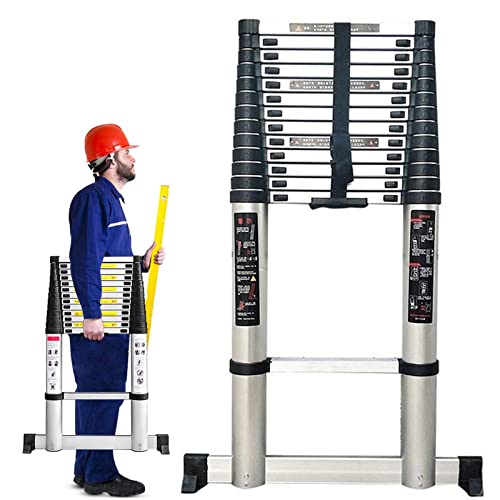 Escalera telescópica de aluminio de 8 a 1 m, compacta y portátil para uso doméstico, techo, caravana, ático, ligera, duradera, altura ajustable para un fácil acceso