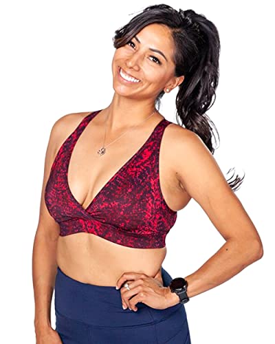 Image of Handful The FaV Bra, Medium Support Sports Bra, Pockets, Removable Pads, Deep Plunge Neck Line