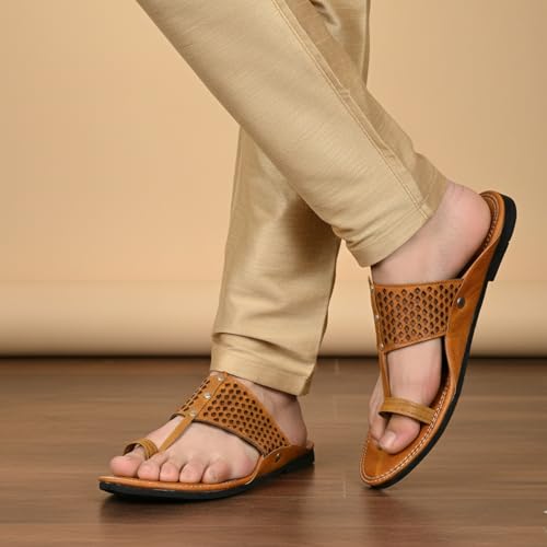 Image of Men's Ethnic Rajasthani Slippers | Embroidered Velvet Chappals | Comfortable Flat Sandals for Wedding, Festive & Daily Wear