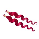 AAAA+22' 55cm Stick I-Tip Remy Human Hair For Women Hair Extensions Body Wavy 100gr (#Red)