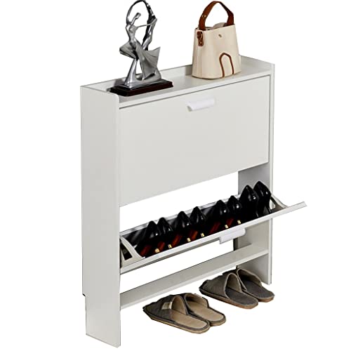 Meuble à chaussures pour entrée étroite en bois blanc idéal pour ranger vos 12 paires