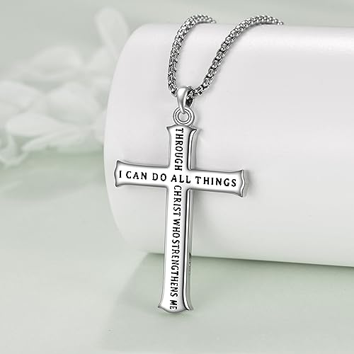 Collier en argent sterling avec pendentif croix résistant pour garçon - 3