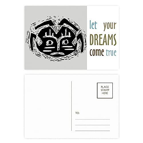 Cartes postales noires Scary Circle totem indien dream come true pour correspondance et art