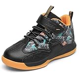 GEERX Dino Kids Toddler Boys Basketball Shoes High Top Sport Athletic Boy Court Tennis Sneakers Black Orange Size 10