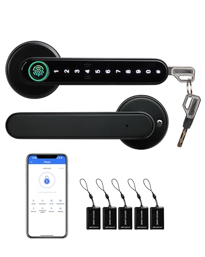 [New] Smart Lock Fingerprint Door Lock TTLock Smart Lock 5-1 Keyless Entry Door Lock with Card Reader Smart Door Lock for Home Bedroom Apartment(Black)