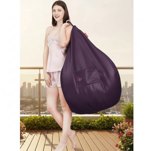 Image of 4XL Bean Bag Cover with Foot Stool & Cushion Cover | Premium PVC Leatherette | Double Stitched | 6 Months Warranty (Beans Required) Color- (Purple)