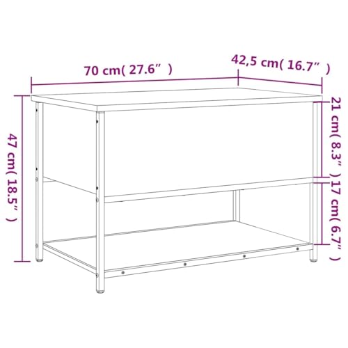 Banc avec espace de rangement chêne fumé 70 cm pour entrée - 3