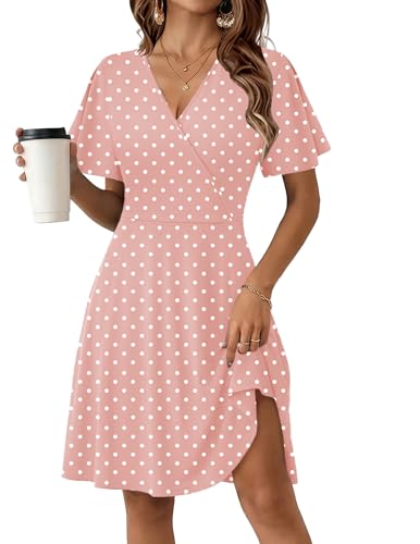 Image of Zeagoo Womens Summer Dresses Wrap V Neck Dress Floral A-Line Ruffle Sleeve Casual Sundress with Pockets 2026
