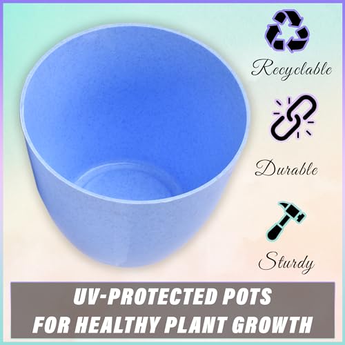 Image of Kuber Industries Pack of 6 Flower Pot | Flower Pot for Living Room-Office | Flower Planters for Home-Office-Lawns & Garden D?cor | Flower Planters Pots for Balcony | Marble Cool | 5 Inch | Blue