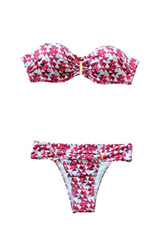 Biquíni Tomara que caia em lycra com tanga comportada e detalhe de metal banhado Donna Brasiliana (E