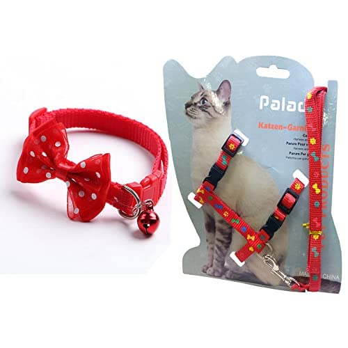RvPaws 1Pc Cat Collars with Bow Tie and Bell 1Pc Cat Body Paw n Bone Print Harness Leash Nylon Set 10mm Adjustable Puppy Kitten Or Certain Puppies Necktie Collar, Pack of 2 (Color May Vary) (B09W2WDKWP) Amazon Price History, Amazon Price Tracker